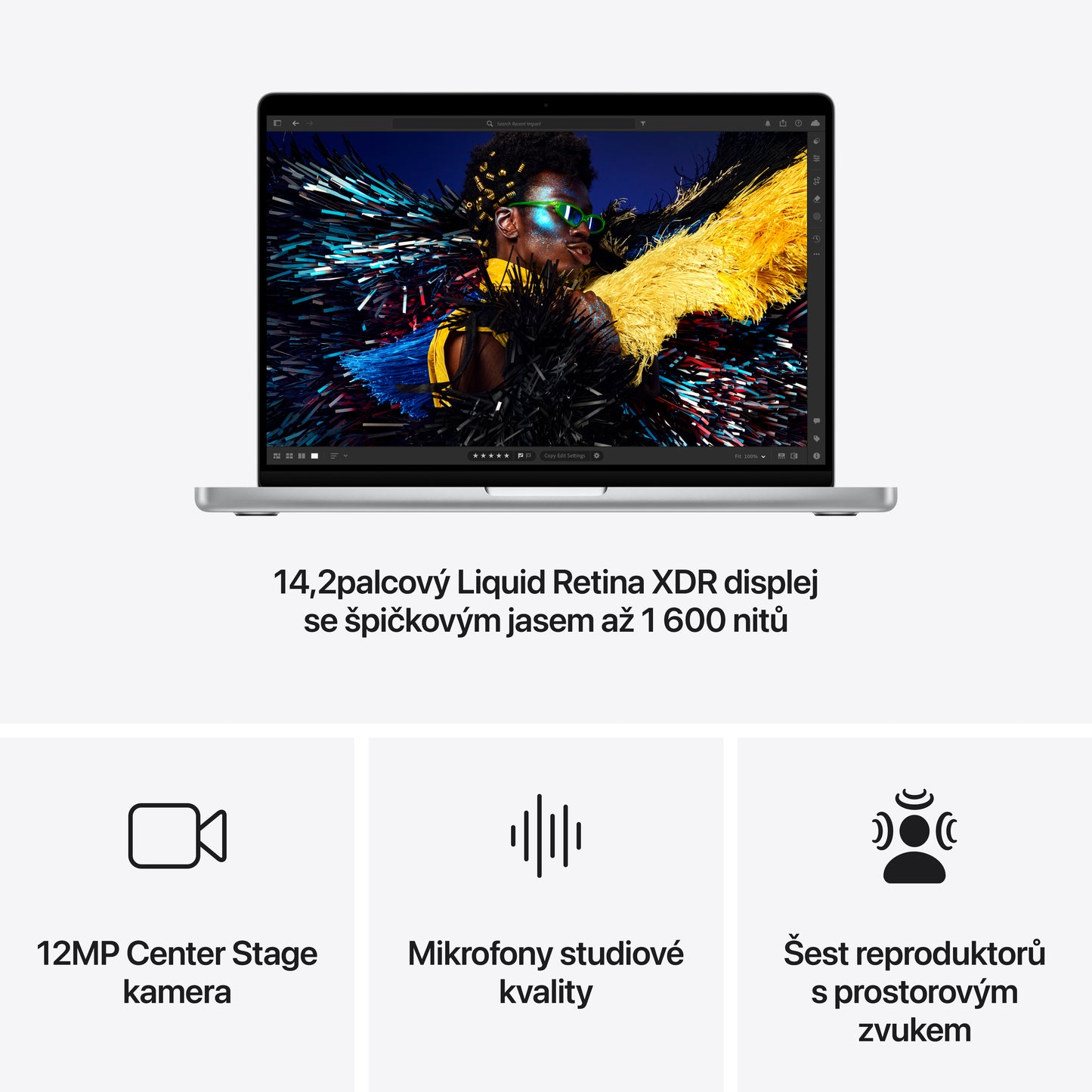 MacBook Pro 14,2", Apple M4 10jádrové CPU, 10jádrové GPU, 16GB, 512GB SSD, CZ - stříbrný