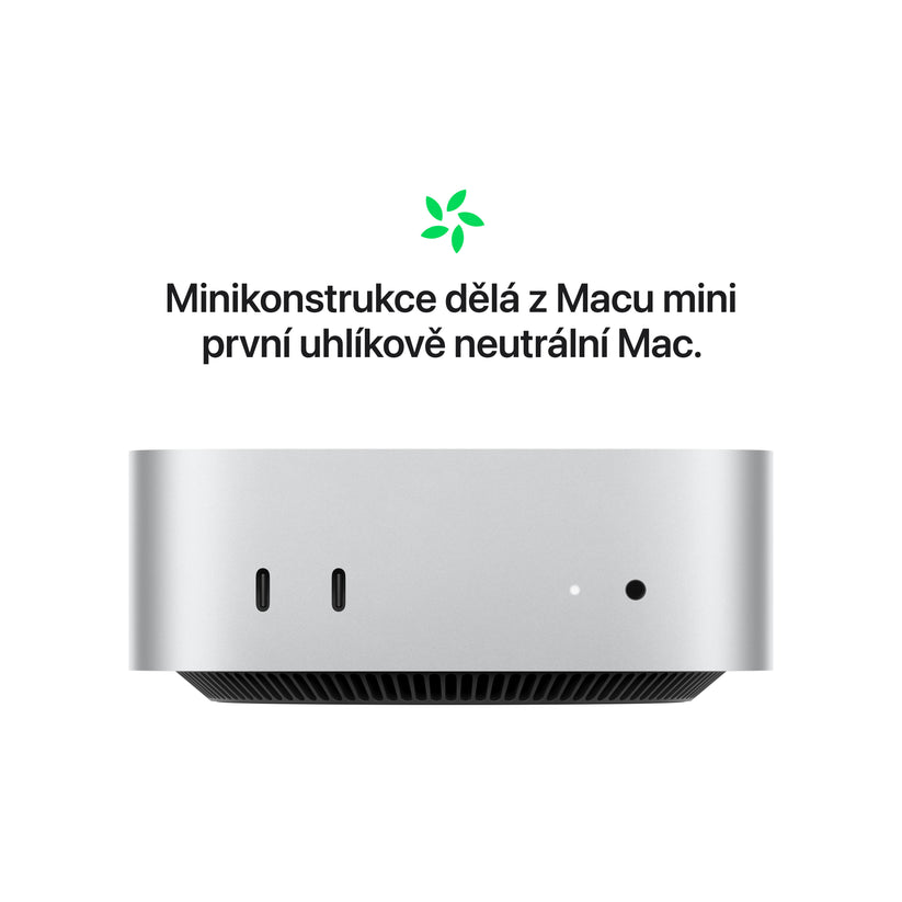 Mac mini, Apple M4 10jádrové CPU, 10jádrové GPU, 16GB, 256GB SSD - stříbrný