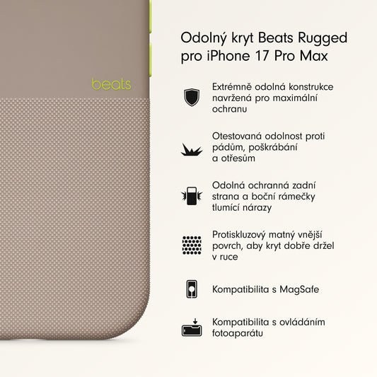 Odolný kryt pro iPhone 17 Pro Max Beats s MagSafe a ovladačem fotoaparátu - alpsky šedý - iSTYLE CZ