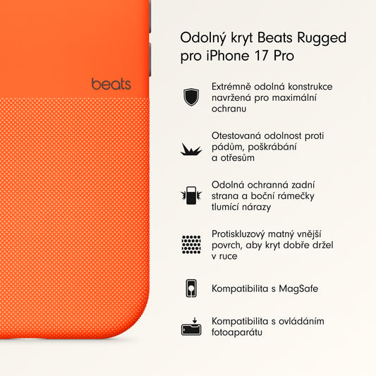 Odolný kryt pro iPhone 17 Pro Beats s MagSafe a ovladačem fotoaparátu - sierra oranžový - iSTYLE CZ