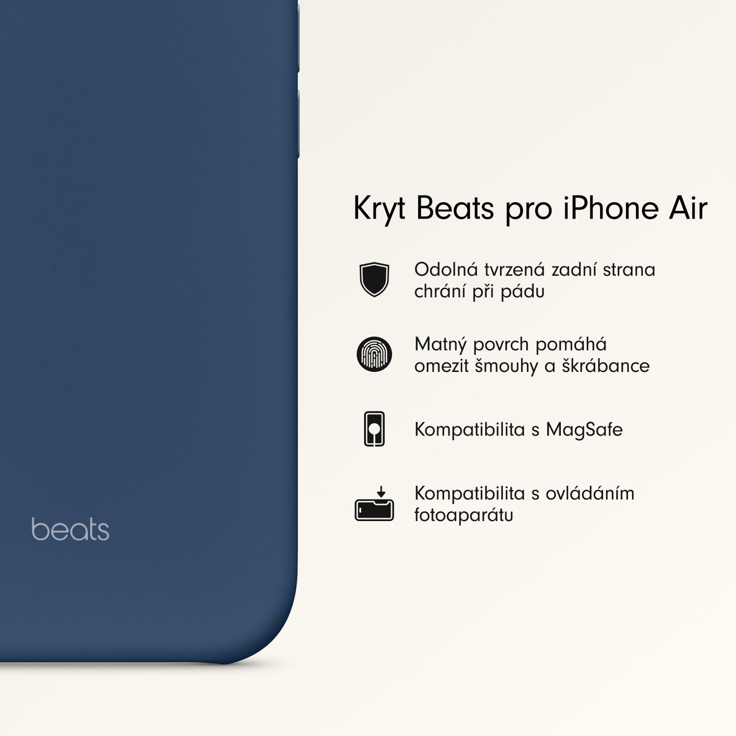 Kryt pro iPhone Air Beats s MagSafe a ovladačem fotoaparátu - hlubinně modrý - iSTYLE CZ