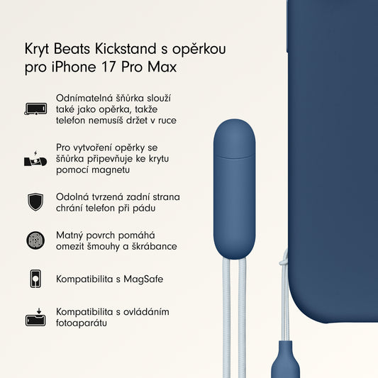 Kryt se stojánkem pro iPhone 17 Pro Max Beats s MagSafe a ovladačem fotoaparátu - hlubinně modrý - iSTYLE CZ