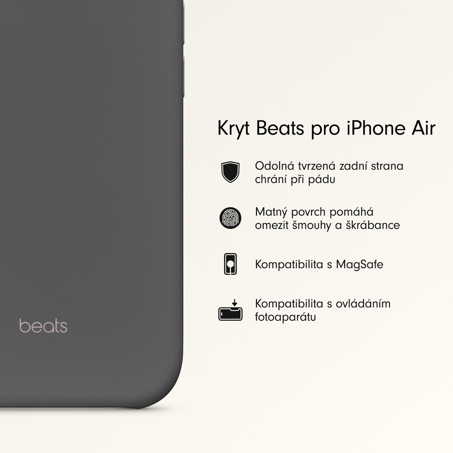 Kryt pro iPhone Air Beats s MagSafe a ovladačem fotoaparátu - granitově šedý - iSTYLE CZ