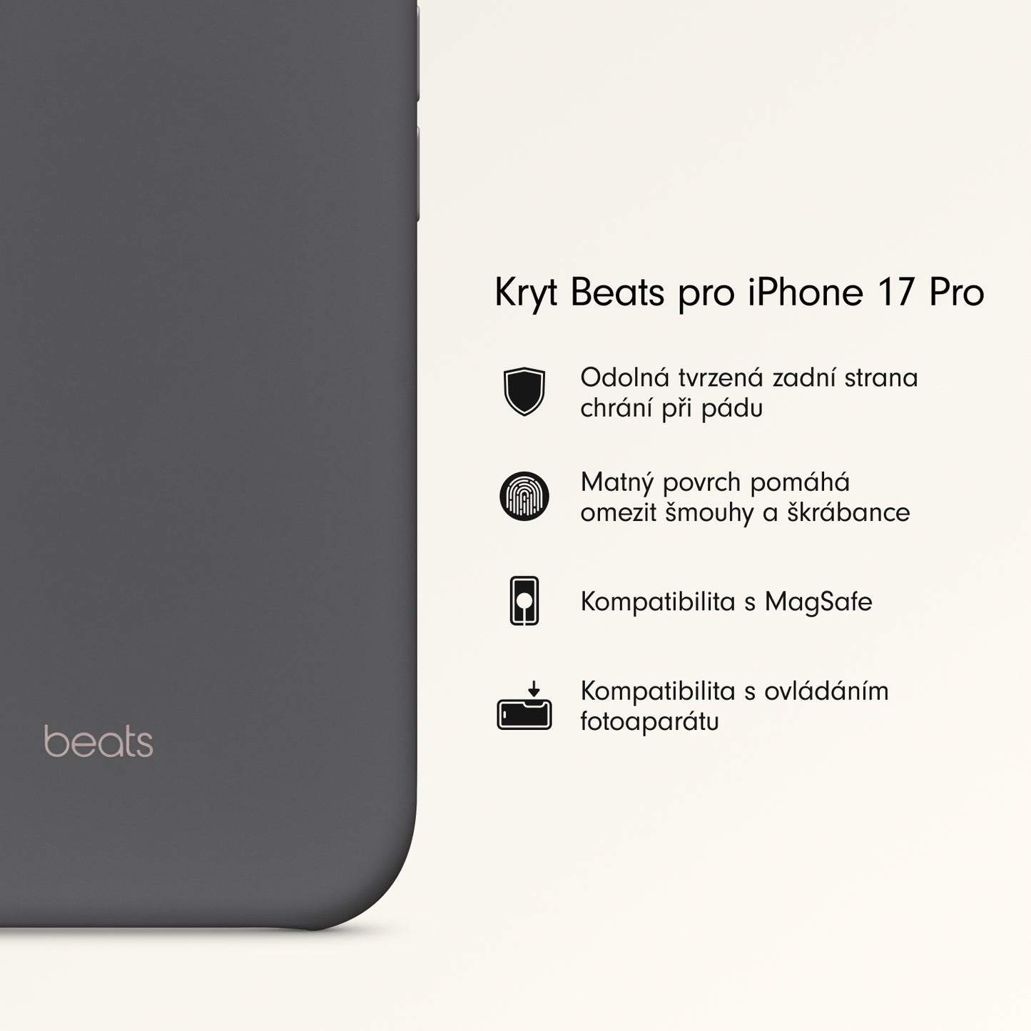 Kryt pro iPhone 17 Pro s MagSafe a ovladačem fotoaparátu - granitově šedý - iSTYLE CZ