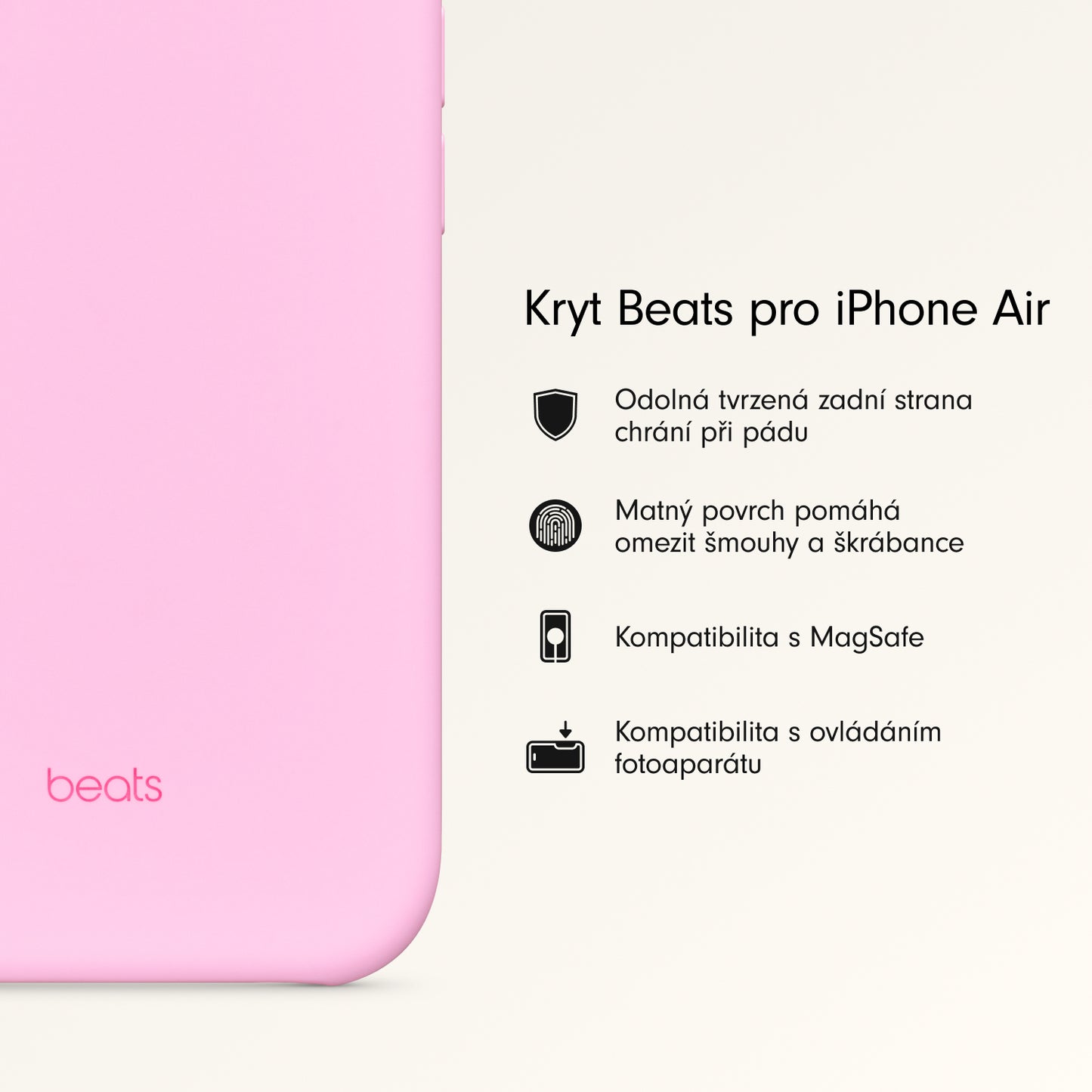 Kryt pro iPhone Air Beats s MagSafe a ovladačem fotoaparátu - oblázkově růžový - iSTYLE CZ