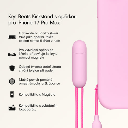 Kryt se stojánkem pro iPhone 17 Pro Max Beats s MagSafe a ovladačem fotoaparátu - oblázkově růžový - iSTYLE CZ