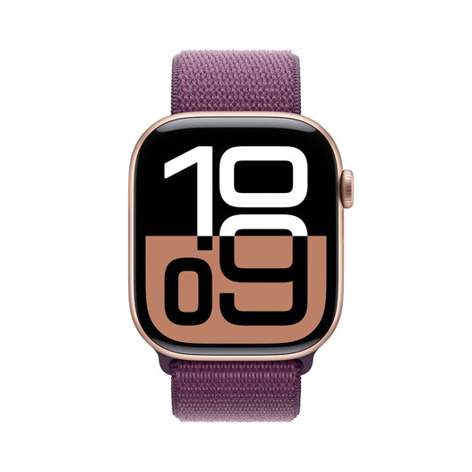 Apple Watch Series 10 GPS 42mm růžově zlaté hliníkové pouzdro se švestkovým sportovním provlékacím řemínkem (otevřený) - iSTYLE CZ