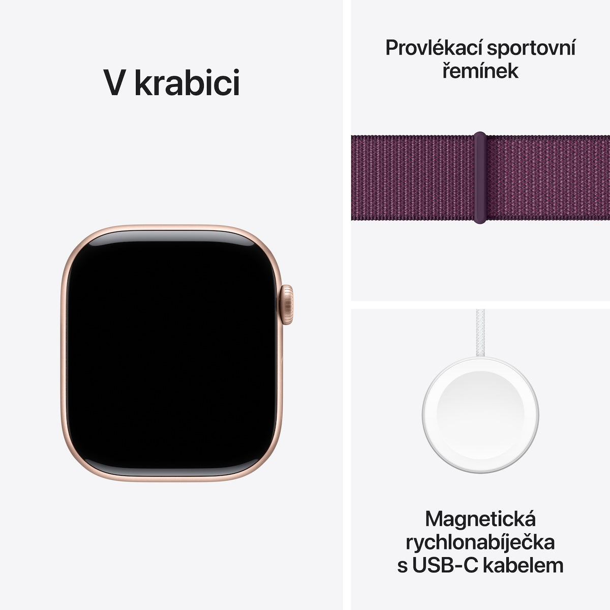 Apple Watch Series 10 GPS 42mm růžově zlaté hliníkové pouzdro se švestkovým sportovním provlékacím řemínkem (otevřený) - iSTYLE CZ