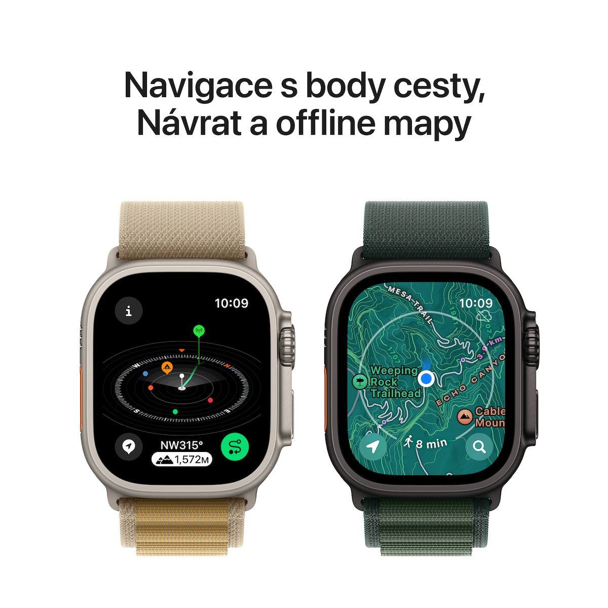 Apple Watch Ultra 2 GPS + Cellular, 49mm přírodně titanové pouzdro s přírodně titanovým milánským tahem z titanu - S (otevřený)