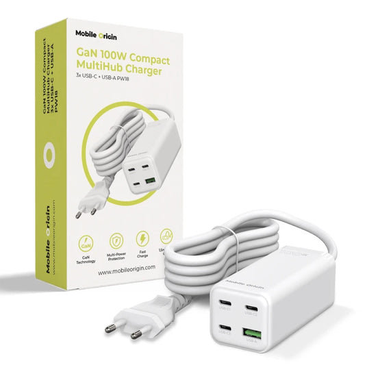 100W GaN nabíječka Mobile Origin Compact MultiHub Charger PW18 - bílá