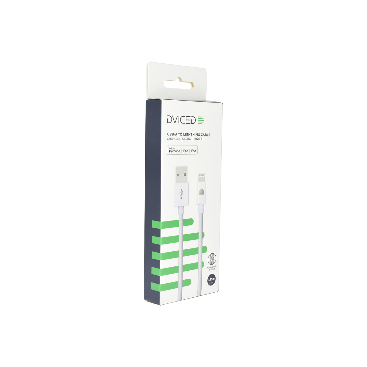 Pletený kabel USB-A / Lightning Dviced 1,25 m – bílý - iSTYLE CZ