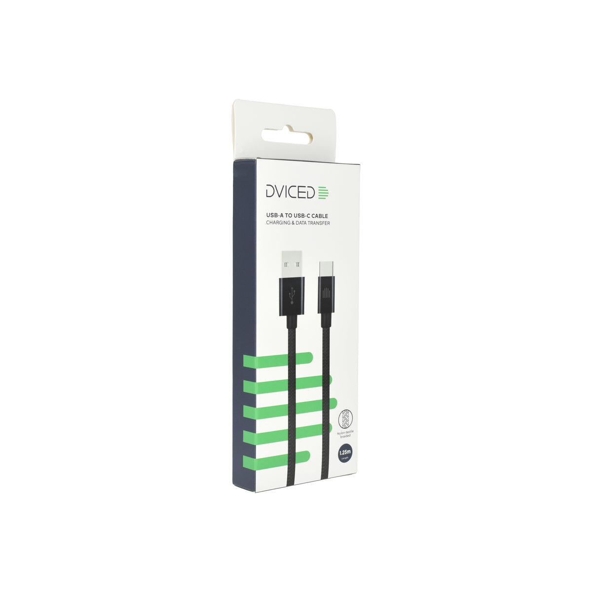 Pletený kabel USB-A / USB-C Dviced 1,25 m – černý - iSTYLE CZ