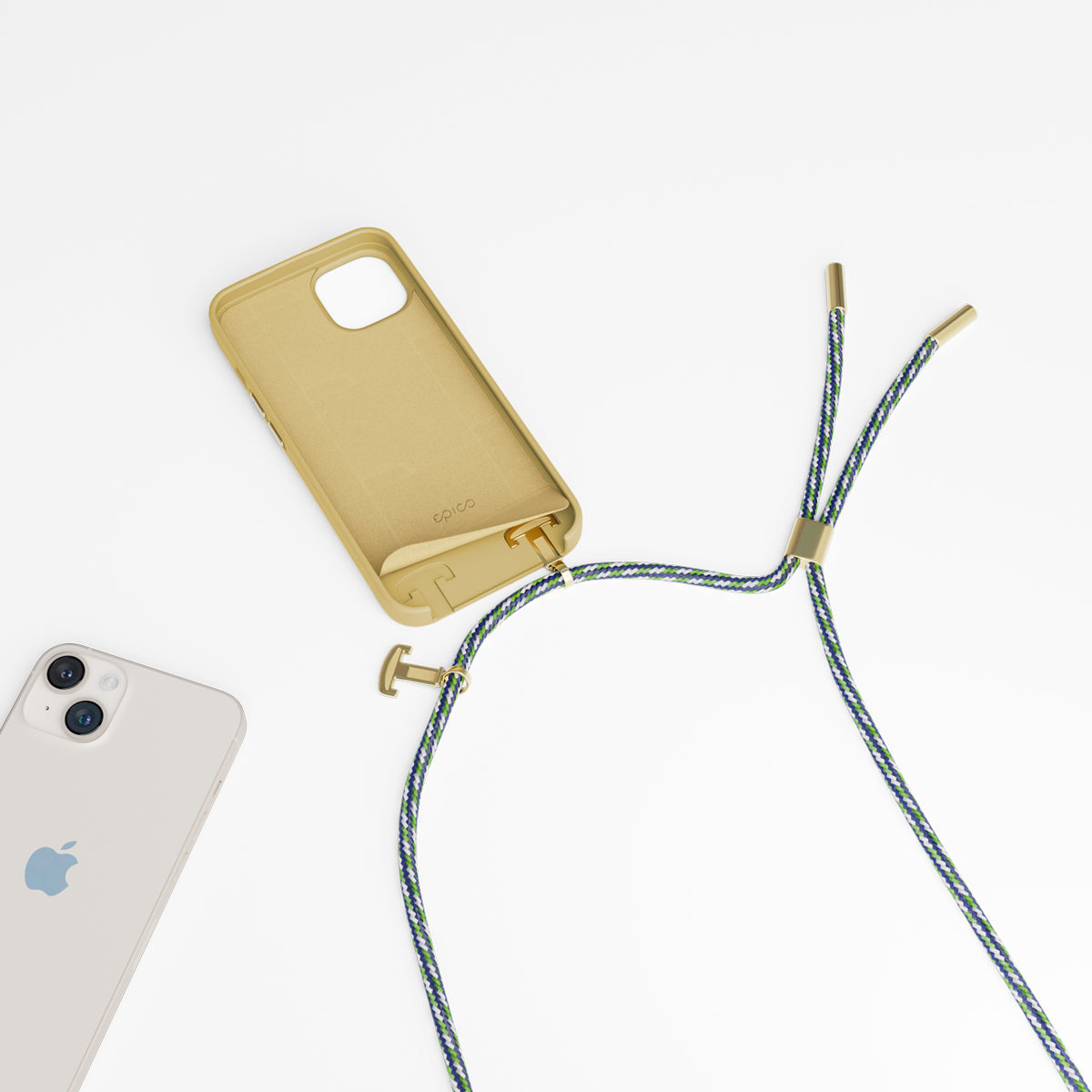Silikonový kryt se šňůrkou pro iPhone 13/14 Epico - pískový - iSTYLE CZ
