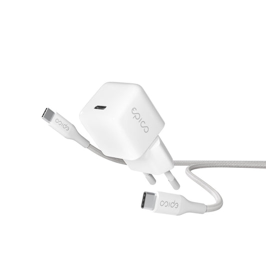30W GaN nabíječka Epico Charger Bundle s 1,2m kabelem USB-C - bílá - iSTYLE CZ