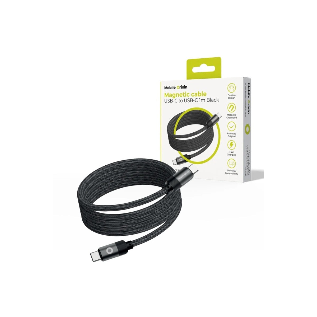 Magnetický 27W nabíjecí kabel Mobile Origin Original Cable USB-C / USB-C 1m - černý - iSTYLE CZ