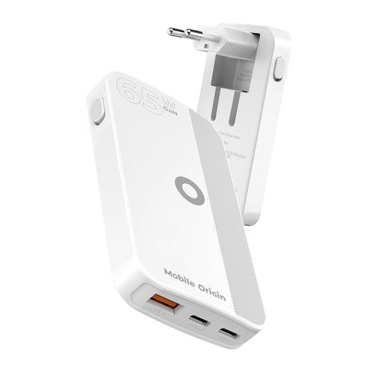 Mobile Origin 65W GaN III Slim Charger dual USB-C, Single USB-A white
