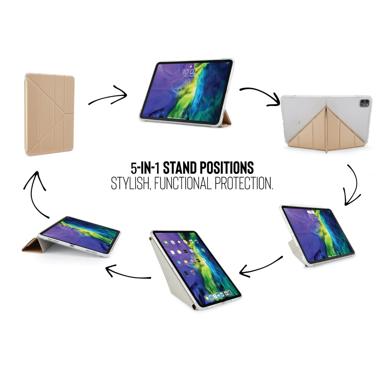 Pouzdro Pipetto na iPad Air 4 10.9 Metallic Origami - zlaté