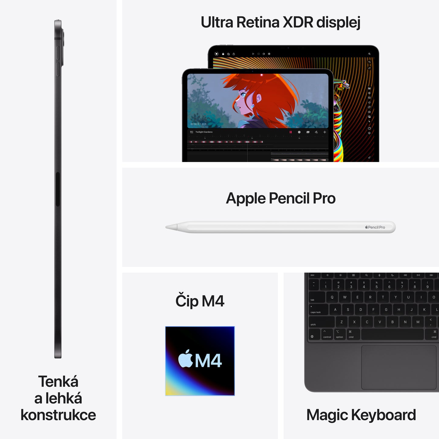 Apple 11palcový iPad Pro Wi-Fi 256GB se standardním sklem - vesmírně černý
