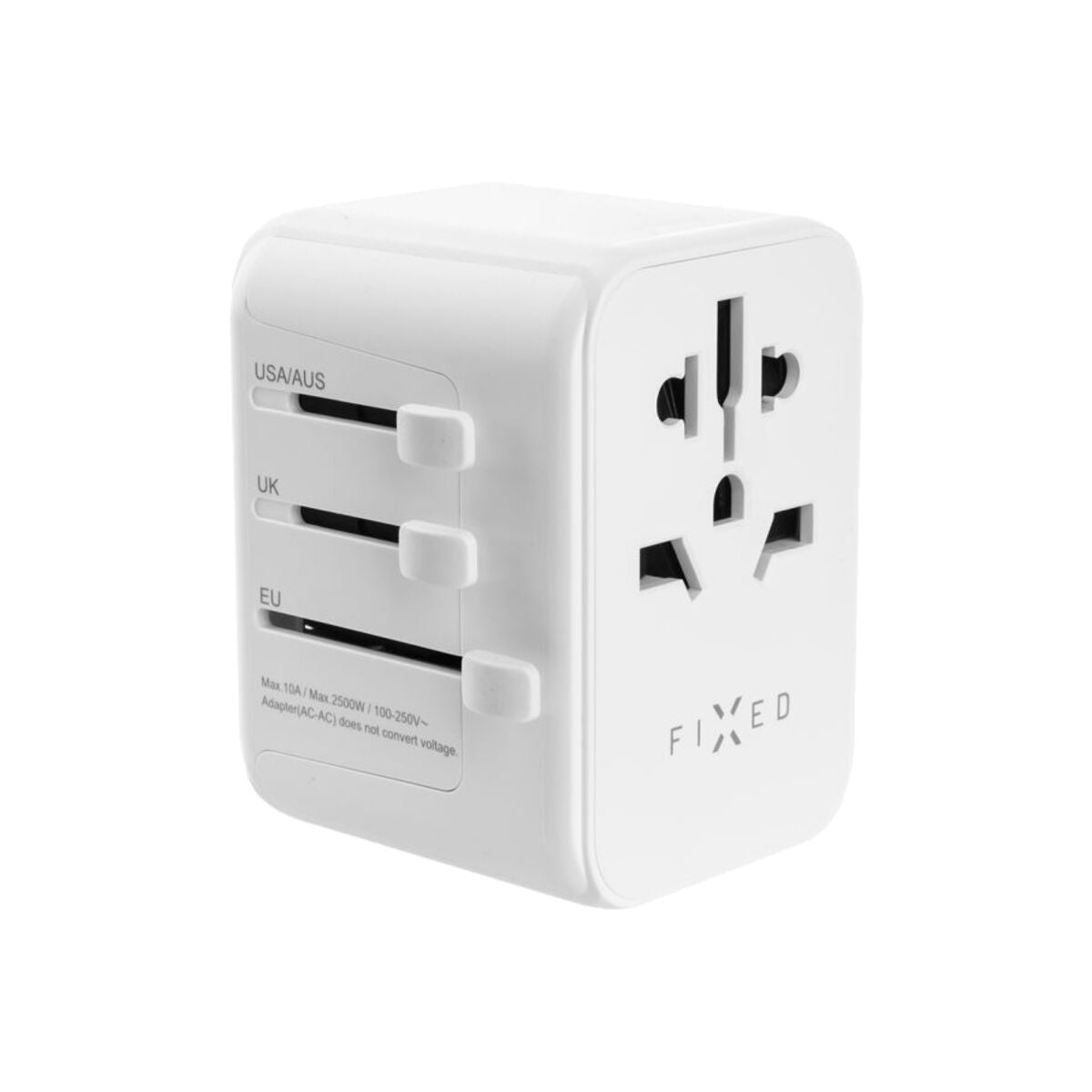 30W cestovní adaptér FIXED Voyager GaN (EU, UK, USA, AUS) - bílý - iSTYLE CZ