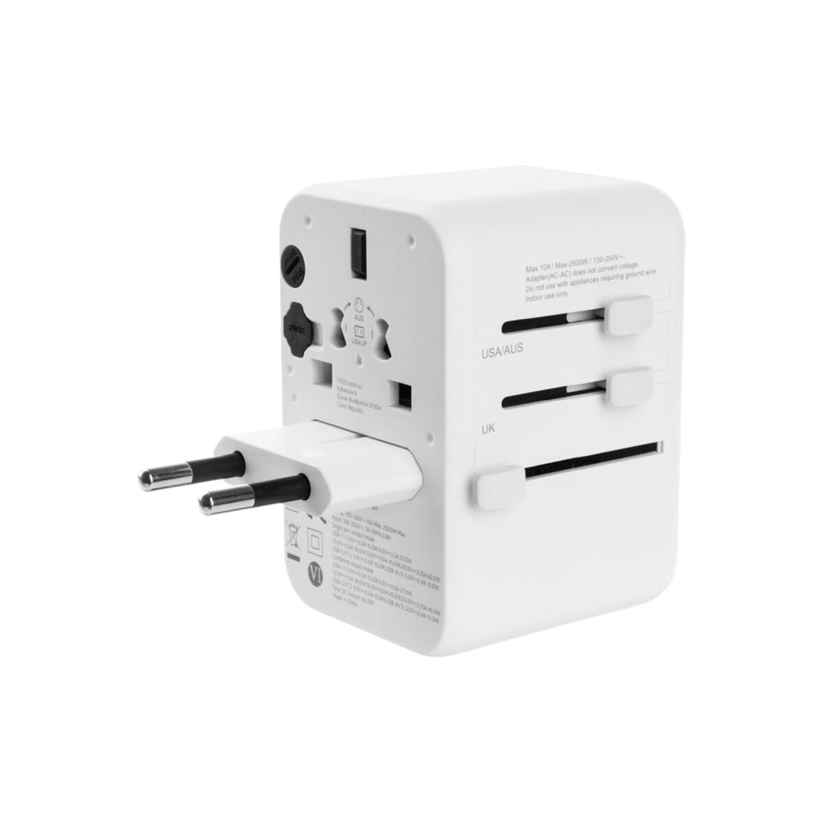 65W cestovní adaptér FIXED Voyager GaN (EU, UK, USA, AUS) - bílý - iSTYLE CZ