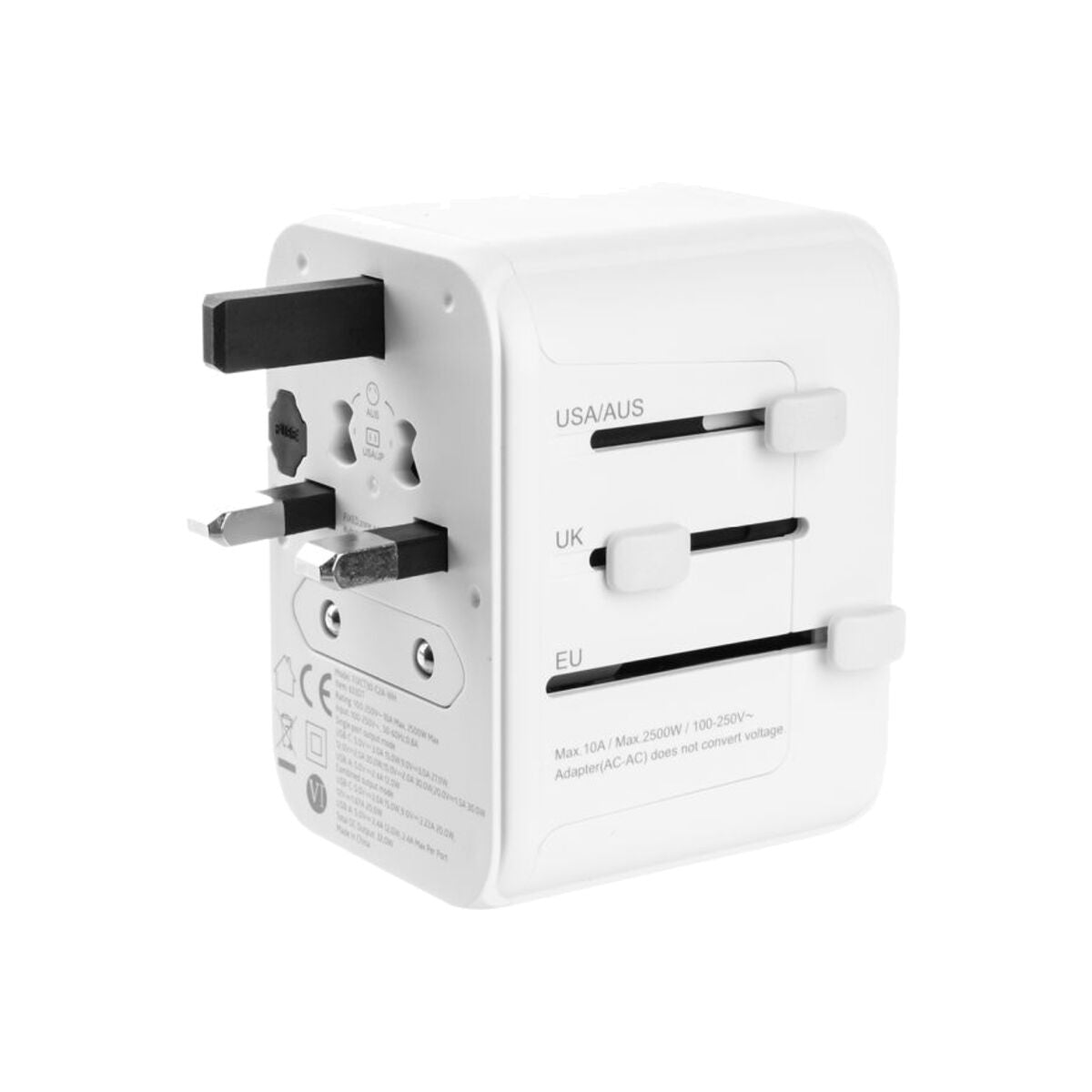 30W cestovní adaptér FIXED Voyager GaN (EU, UK, USA, AUS) - bílý - iSTYLE CZ