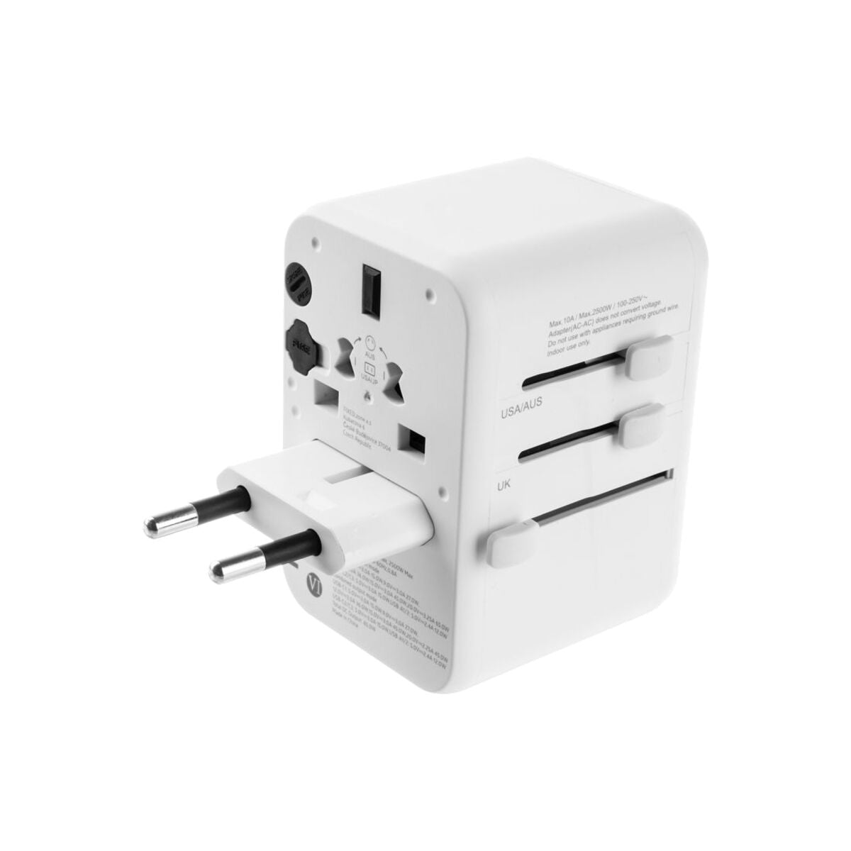 65W cestovní adaptér FIXED Voyager GaN (EU, UK, USA, AUS) - bílý - iSTYLE CZ