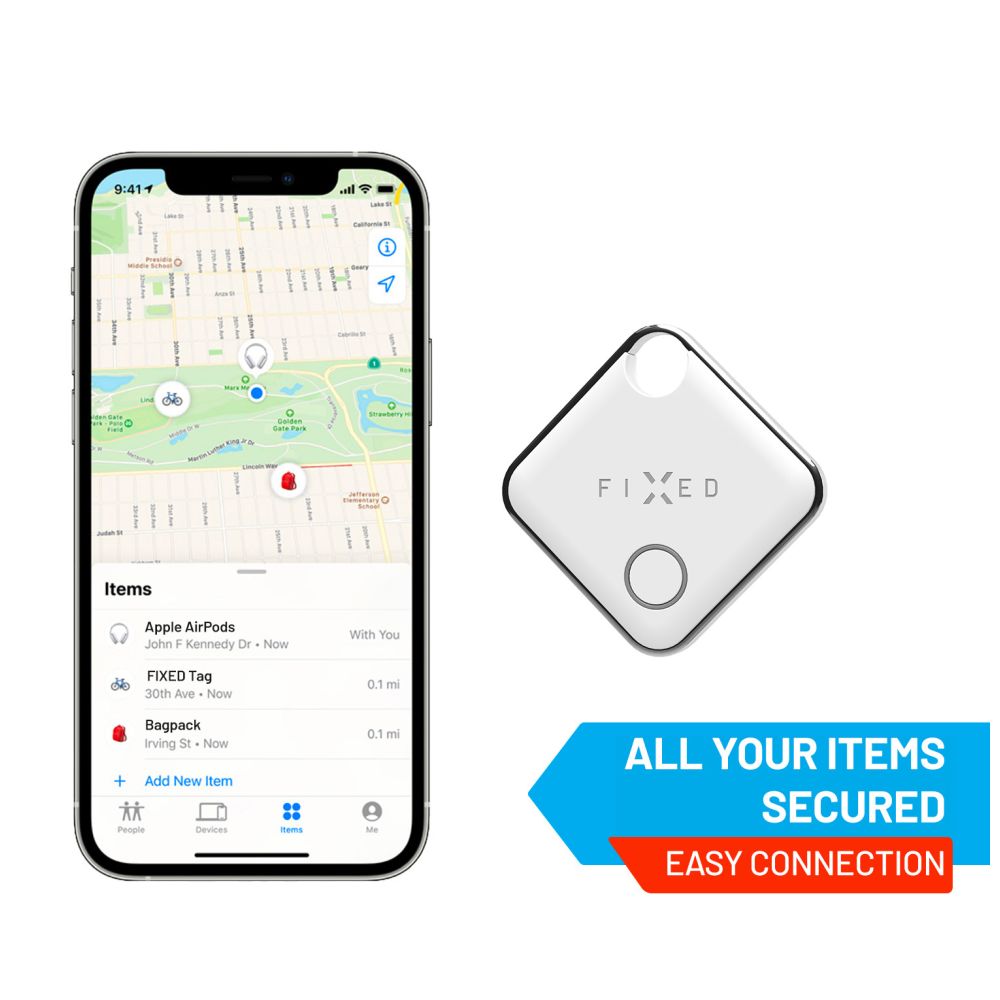 2 x Smart tracker FIXED Tag s podporou Find My - bílý a černý - iSTYLE CZ