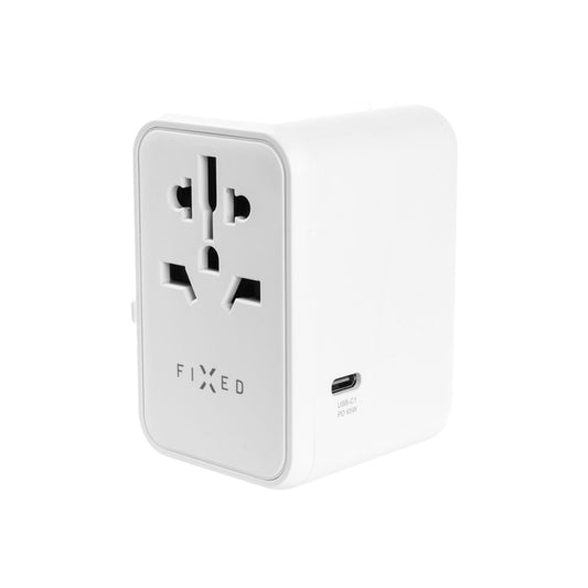 65W cestovní adaptér FIXED Voyager GaN (EU, UK, USA, AUS) - bílý - iSTYLE CZ
