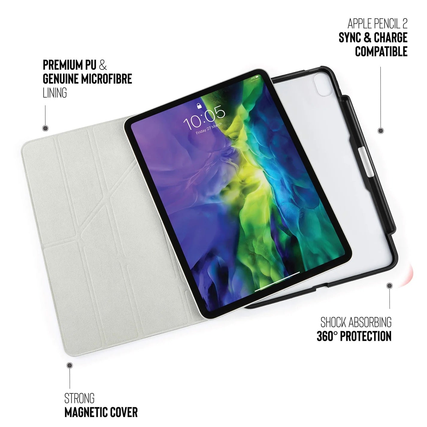 Kryt na iPad Air Pipetto Origami No3 Pencil Case - černý - iSTYLE CZ