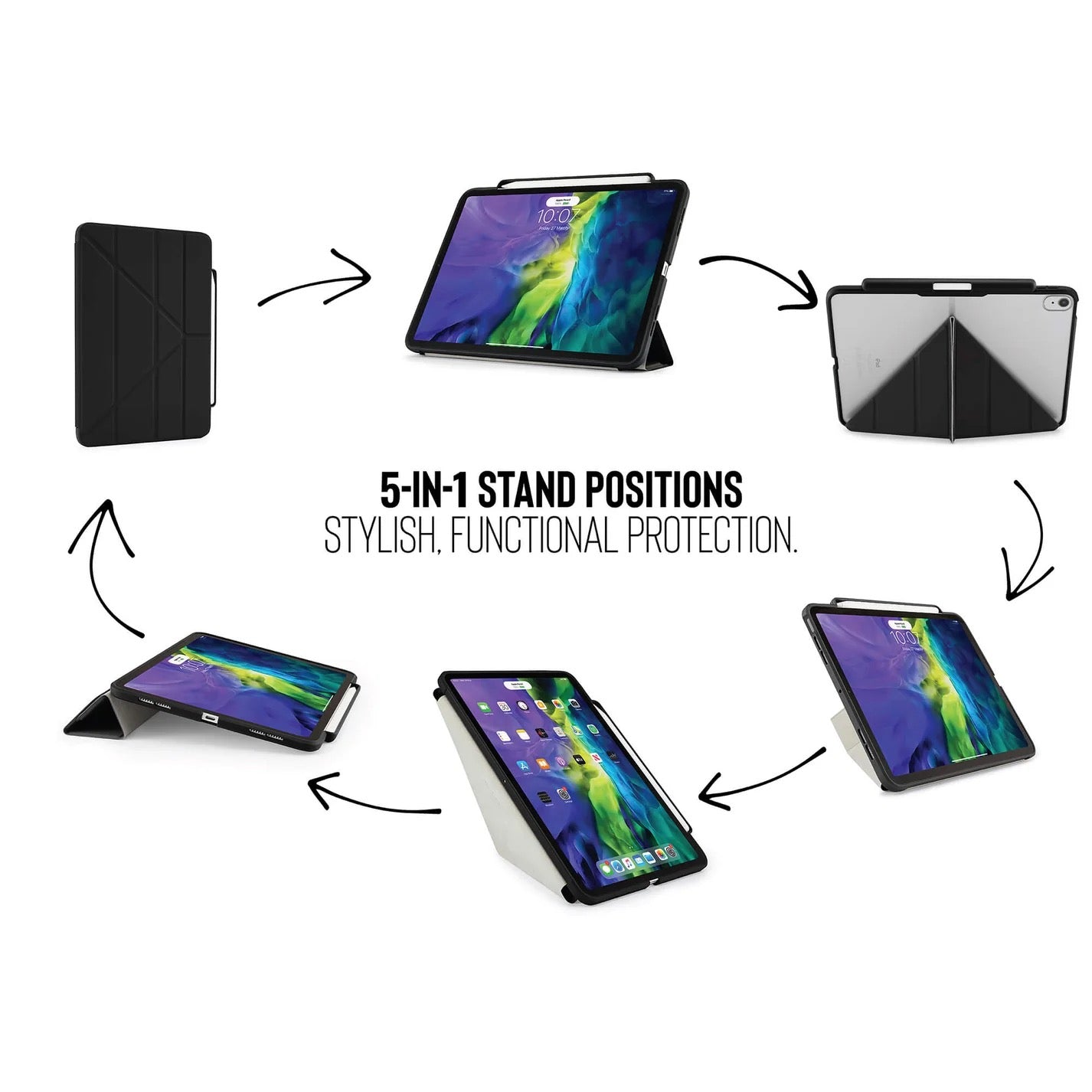 Kryt na iPad Air Pipetto Origami No3 Pencil Case - černý - iSTYLE CZ