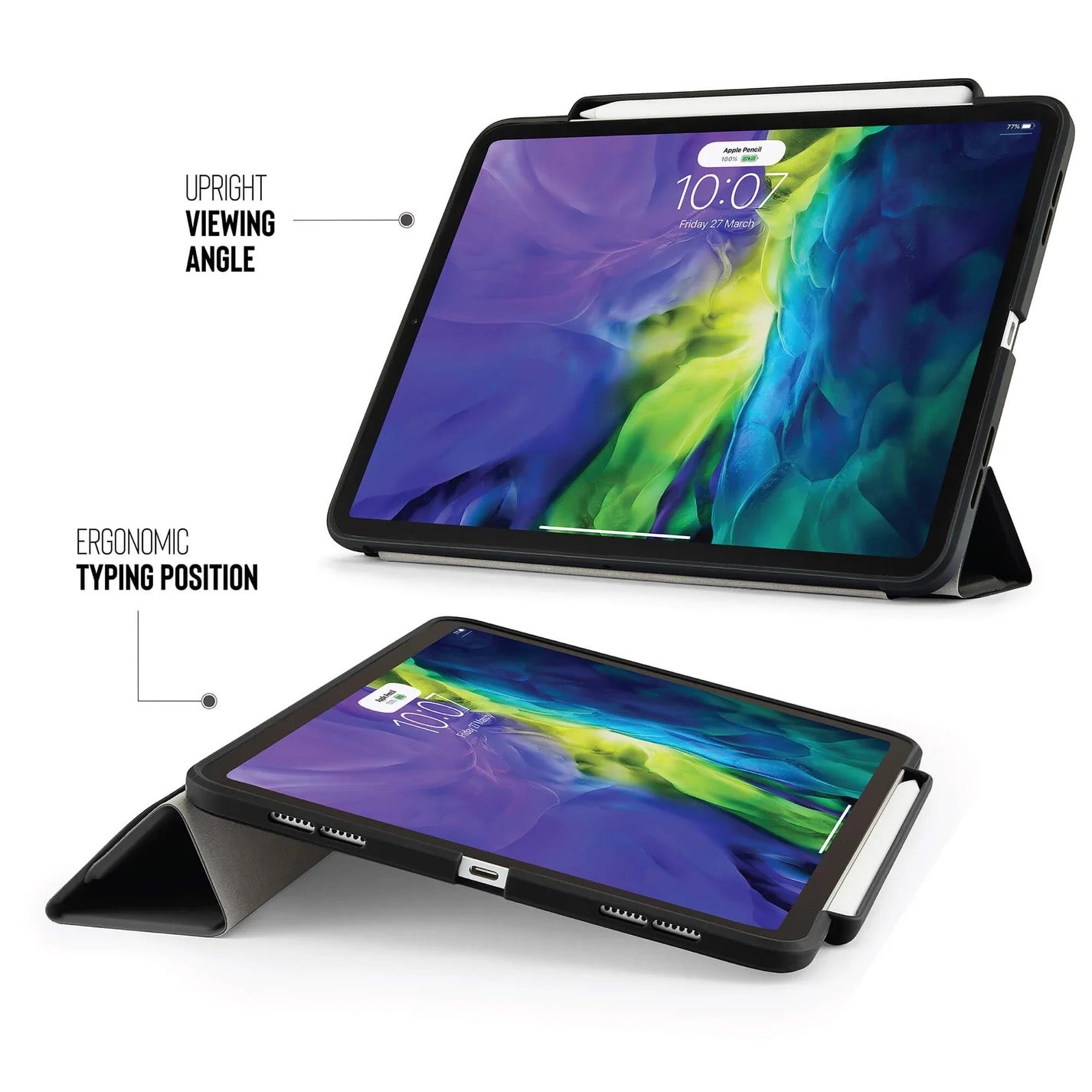 Kryt na iPad Air Pipetto Origami No3 Pencil Case - černý - iSTYLE CZ