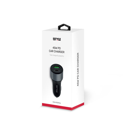Nabíjecí adaptér do auta iSTYLE 45W PD - vesmírně černý - iSTYLE CZ