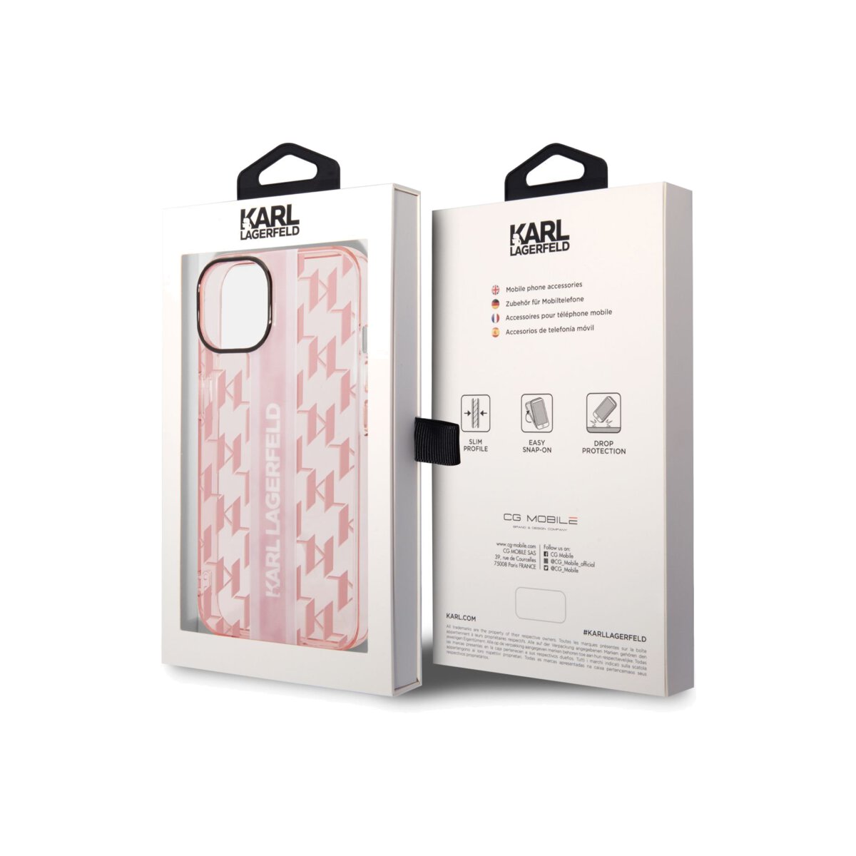 Kryt pro iPhone 14 Plus Karl Lagerfeld Monogram Vertical Stripe - růžový - iSTYLE CZ