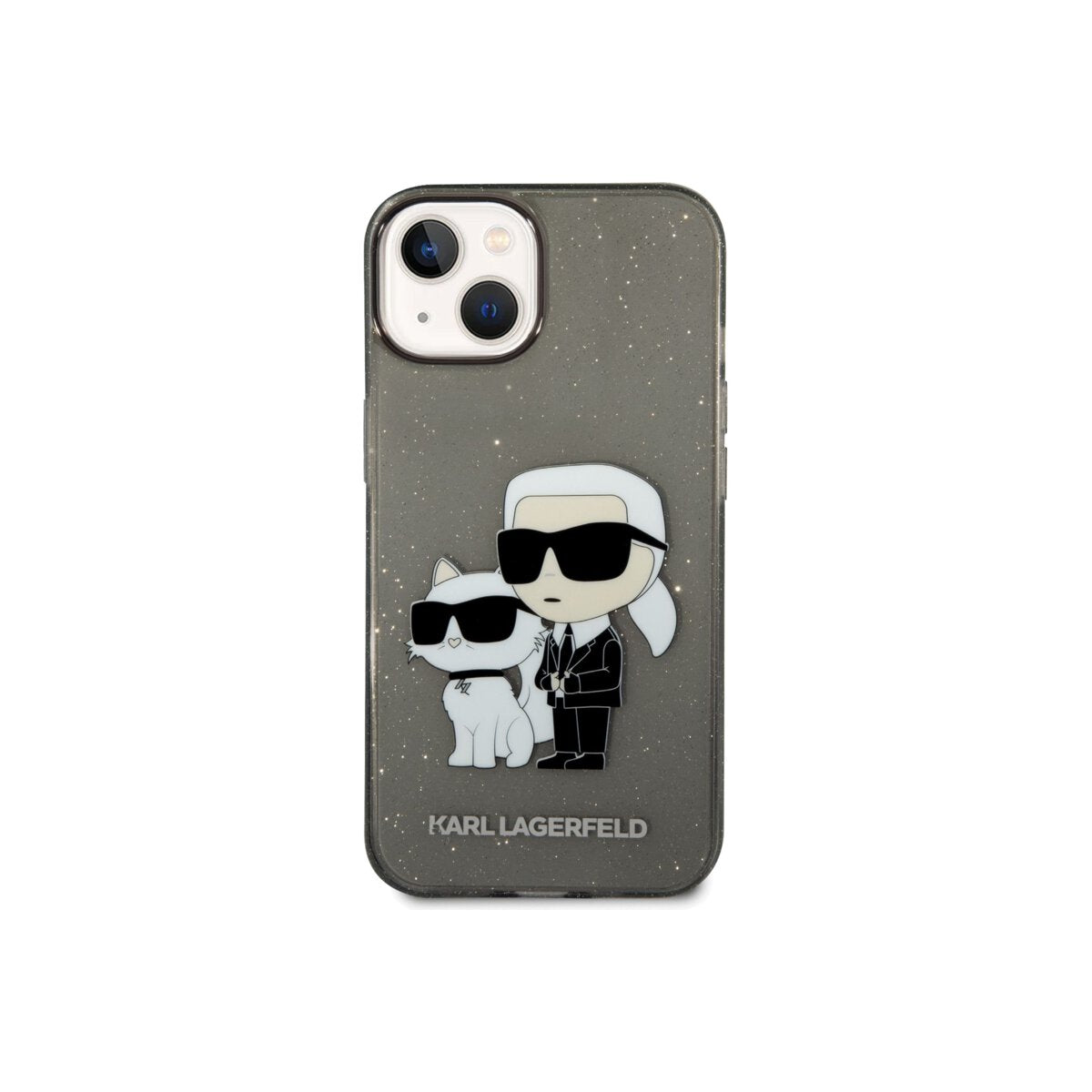 Kryt pro iPhone 14 Plus Karl Lagerfeld IML Glitter Karl and Choupette NFT - černý - iSTYLE CZ