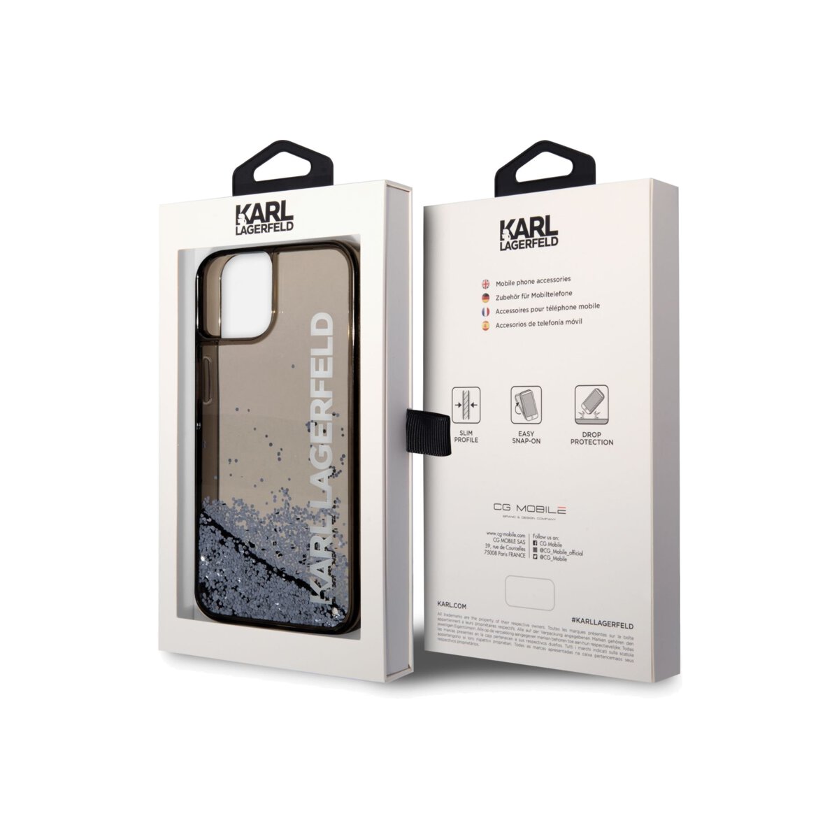 Kryt pro iPhone 14 Plus Karl Lagerfeld Translucent Liquid Glitter - černý - iSTYLE CZ