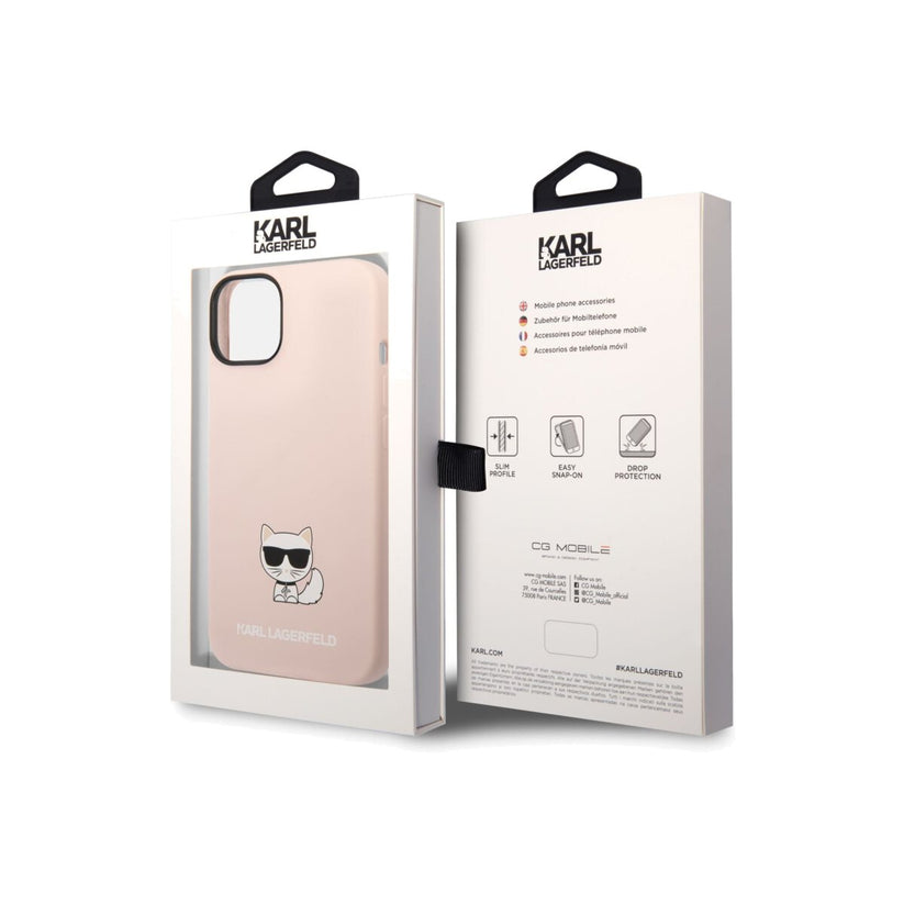 Kryt pro iPhone 14 Plus Karl Lagerfeld Liquid Silicone Choupette - růžový - iSTYLE CZ