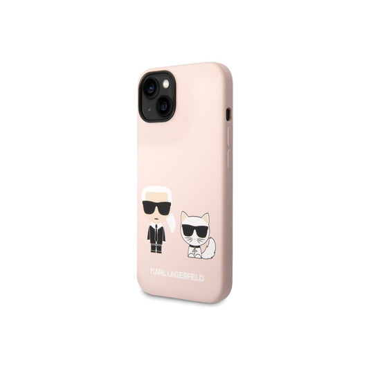 Kryt pro iPhone 14 Plus Karl Lagerfeld Karl and Choupette Liquid Silicone - růžový - iSTYLE CZ