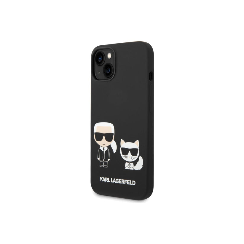 Kryt pro iPhone 14 Plus Karl Lagerfeld Karl and Choupette Liquid Silicone - černý - iSTYLE CZ