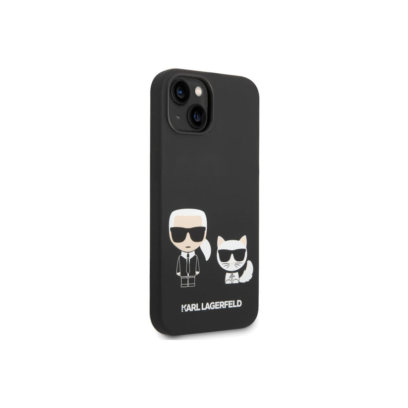 Kryt pro iPhone 14 Plus Karl Lagerfeld Karl and Choupette Liquid Silicone - černý - iSTYLE CZ
