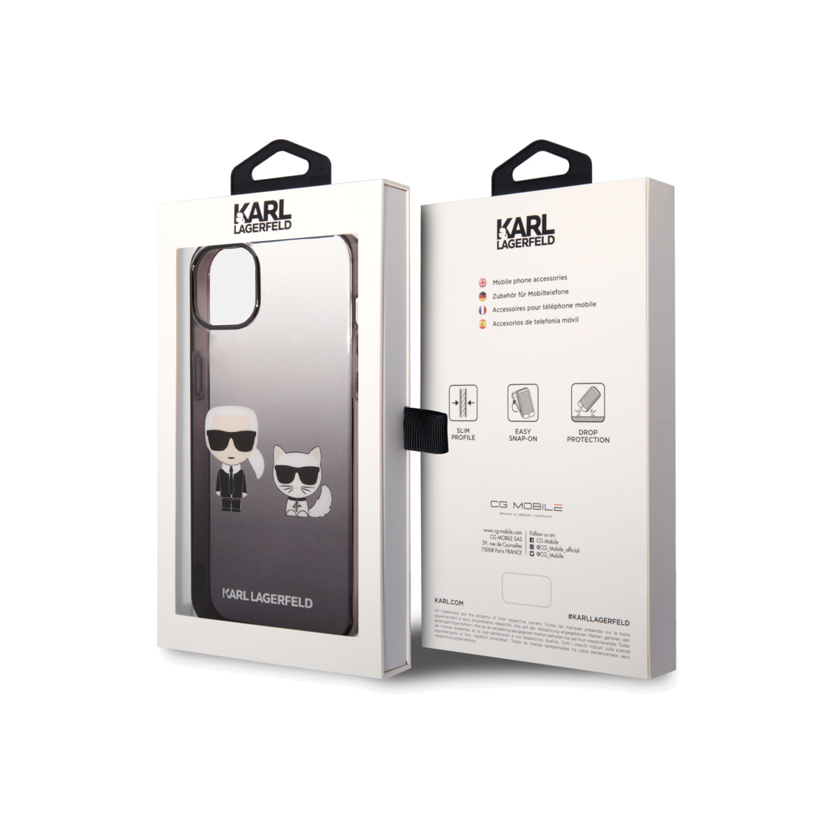 Kryt pro iPhone 14 Plus Karl Lagerfeld Gradient Karl and Choupette - černý - iSTYLE CZ