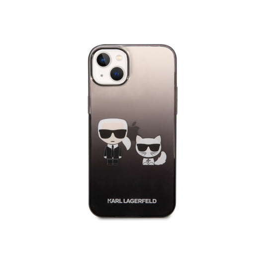 Kryt pro iPhone 14 Plus Karl Lagerfeld Gradient Karl and Choupette - černý - iSTYLE CZ