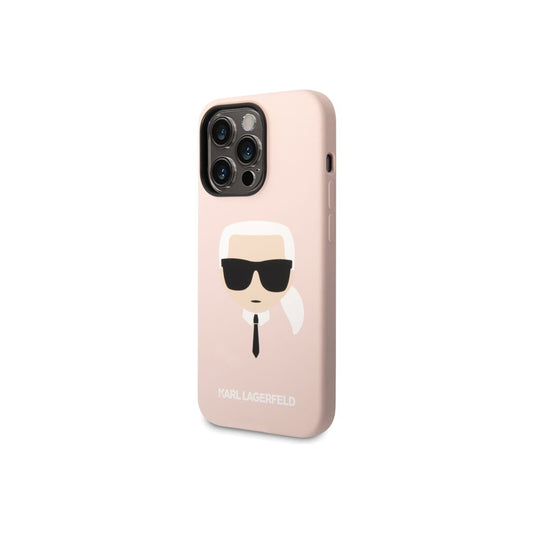 Kryt pro iPhone 14 Pro Max Karl Lagerfeld Silicone Karl Head - růžový - iSTYLE CZ