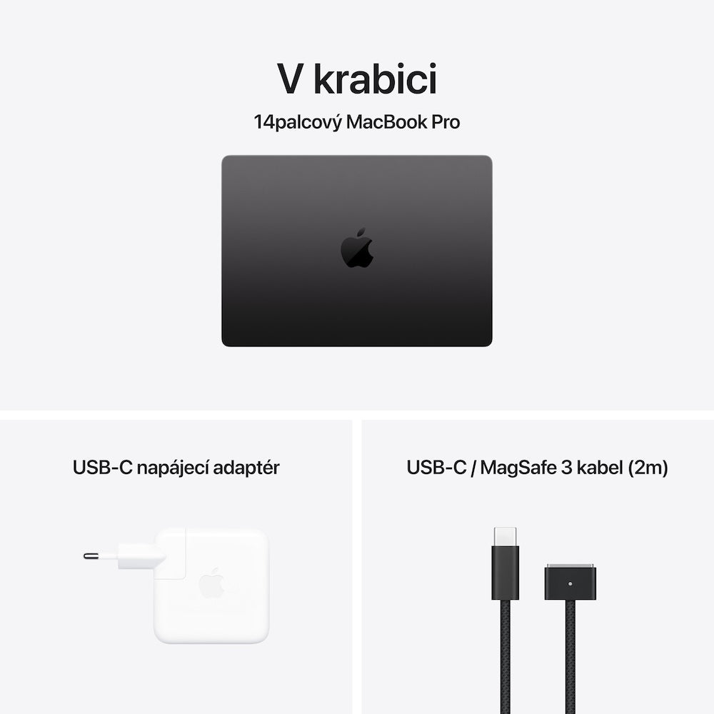 Apple MacBook Pro 14,2", Apple M4 Pro 12jádrové CPU, 16jádrové GPU, 24GB, 512GB SSD, CZ - vesmírně černý (otevřený) - iSTYLE CZ