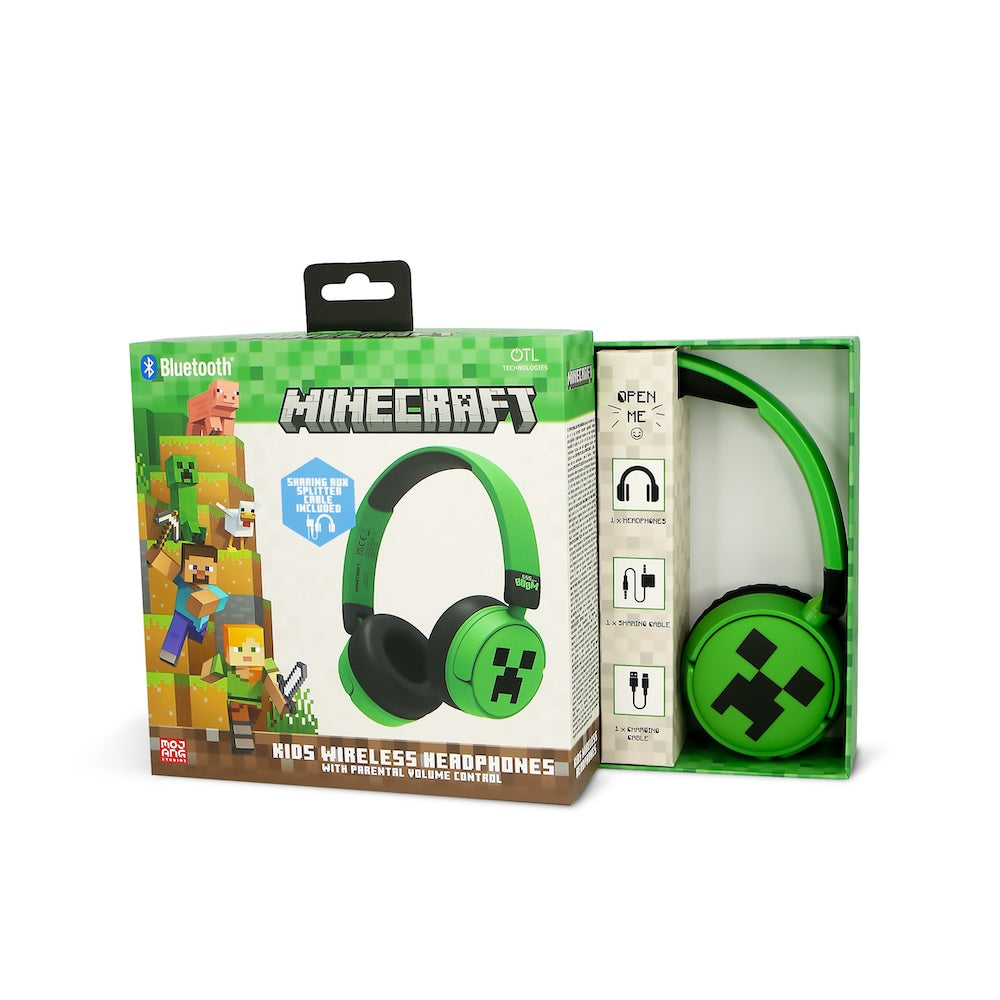 Dětská bezdrátová sluchátka OTL Minecraft Creeper Kids - zelená - iSTYLE CZ