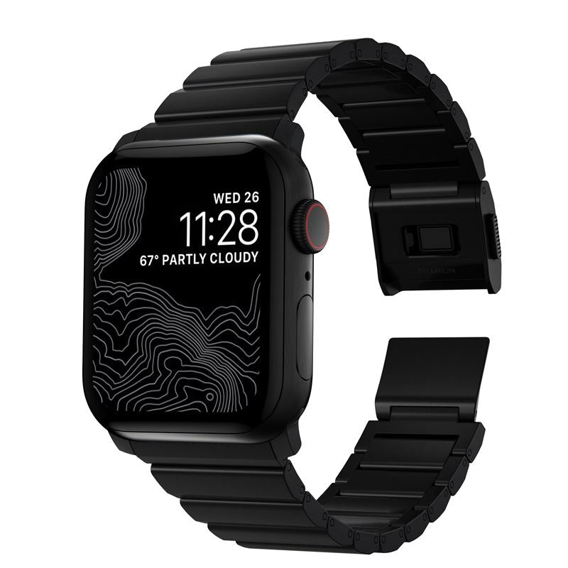 Titanový řemínek pro Apple Watch 42/44/45/49 mm Nomad Titanium - černý - iSTYLE CZ