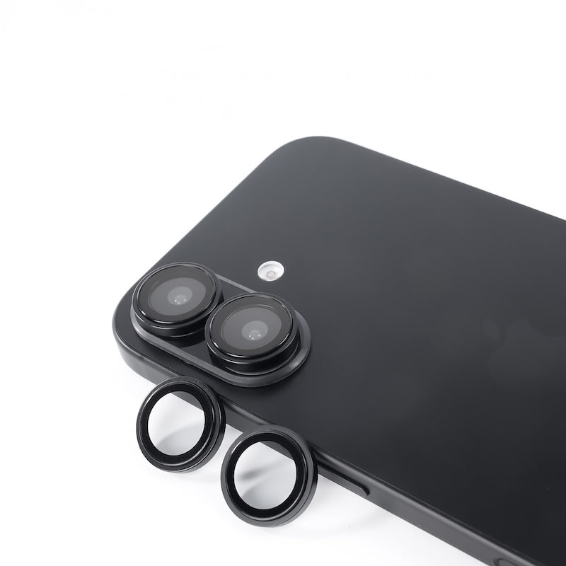 Safírové sklo na čočky pro iPhone 16/16 Plus Mobile Origin - černé - iSTYLE CZ