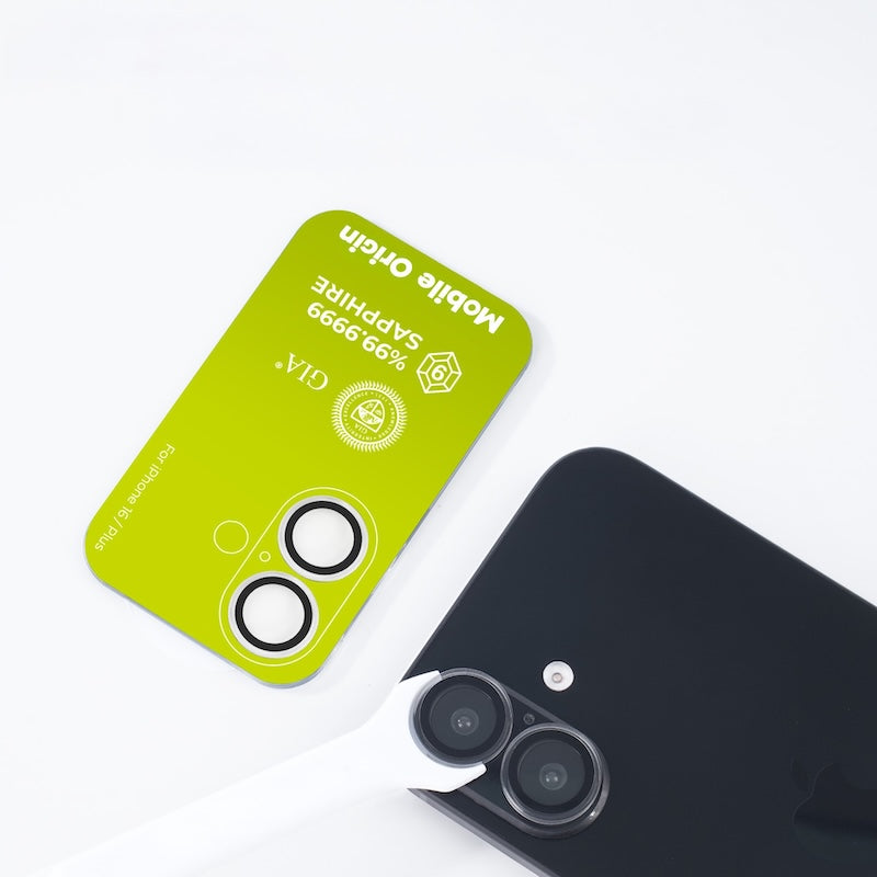 Safírové sklo na čočky pro iPhone 16/16 Plus Mobile Origin - průhledné - iSTYLE CZ