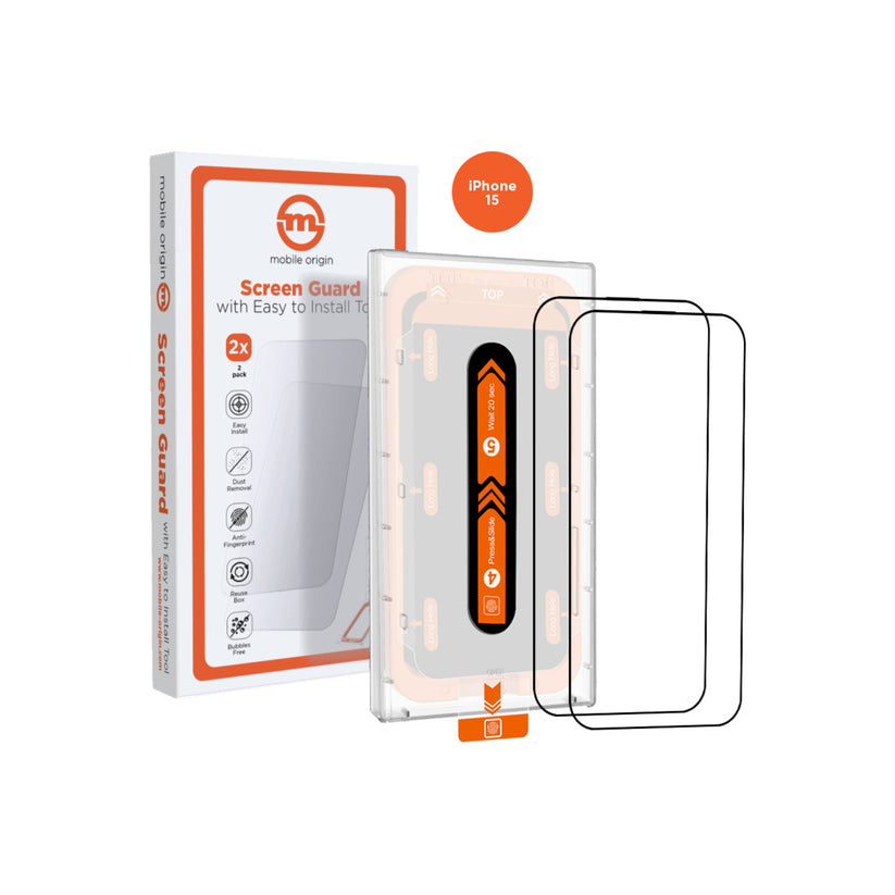 2 kusy ochranného skla pro iPhone 15 se snadným aplikátorem Mobile Origin Screen Guard - iSTYLE CZ