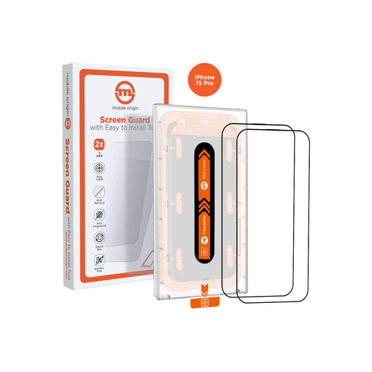 2 kusy ochranného skla pro iPhone 15 Pro se snadným aplikátorem Mobile Origin Screen Guard - iSTYLE CZ