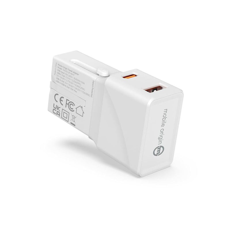 25W Cestovní adaptér Mobile Origin Travel Adapter - bílý - iSTYLE CZ
